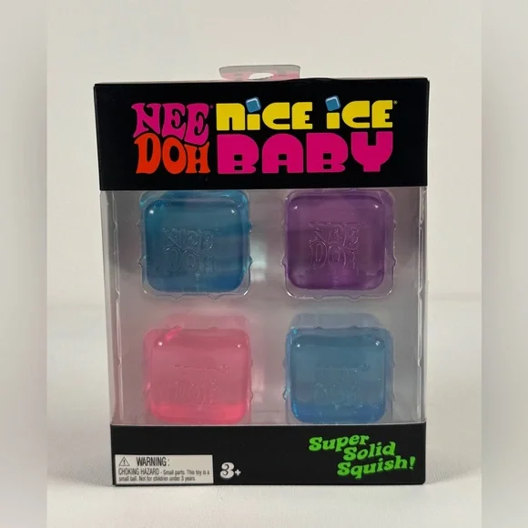 NeeDoh Nice Ice Baby 4 pack, Set of Four Nee Doh Mini Nice Cube Pink Blue Purple - Picture 3 of 5